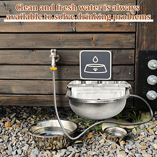 Tessco 2 Sets 4L/135oz Automatic Animal Drinking Water Trough Bowl with Float Valve Waterer Kit Livestock for Dog Horse with Pipe Connector Countersunk Bolt(Normal Style,Stainless Steel)