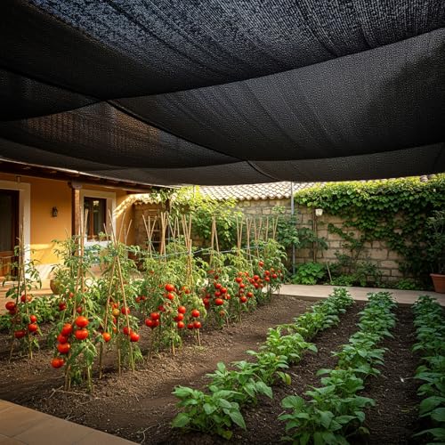 SUNNY GUARD Sun Shade Cloth, 12 x 20 FT Black HDPE Mesh | 85-95% Breathable shade cover creates a cooler space for plants, vegetables, greenhouses, patios, chicken coops, and kennels - color: 90 SHADE-BLACK, size: 12 FT x 20 FT