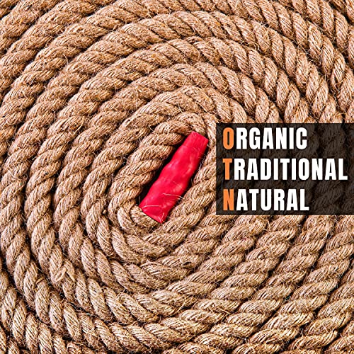 3/4" (20mm) Diameter Twisted Natural Fiber Rope: Heavy Duty Jute & Hemp Style Manila Rope for Crafts, Garden Fencing, Deck Railing & Outdoor Decorative Use (100ft Length) - size: 3/4 Inch 100Ft