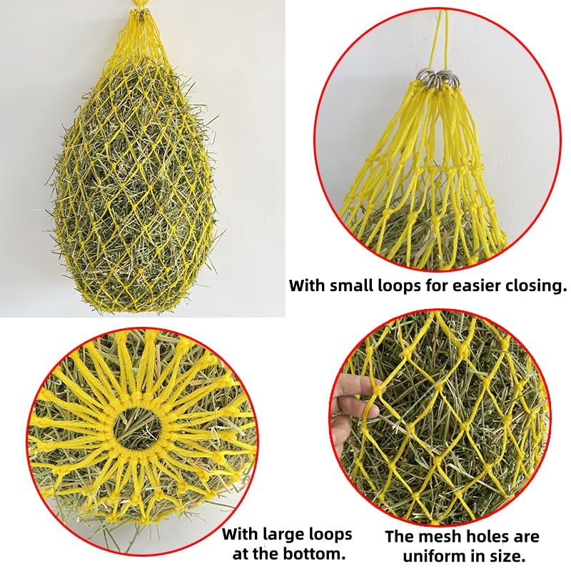 Slow Feed Hay Net 40 Inch for Horses, Cattle & Livestock – Small Hole (1.5"-2") Round Bale Feeder Bag, Reduces Waste & Supports Digestive Health