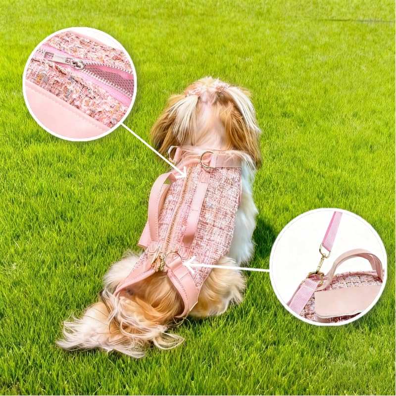 Dog Lift Harness Backpack for Small Dogs Cats, Adjustable Straps Dog Sling Carrier Full Body for Hiking, Travel, Outdoor – Pink Medium - size: Medium(7-8LBS)