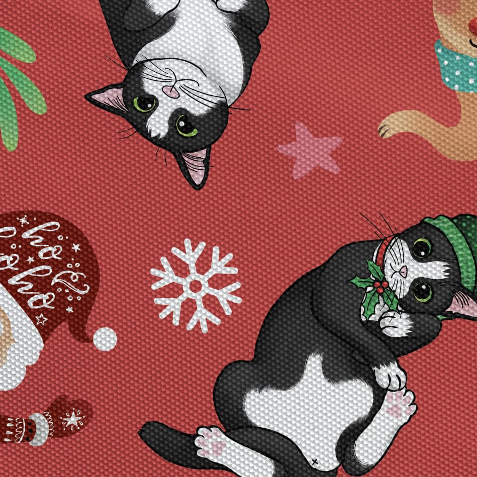 WIRESTER Reusable Grocery Tote Bag for Women, Foldable Shopping Bag, Cute Shoulder Bag, Beach Bag - color: Merry Christmas Black White Tuxedo Cat Playful