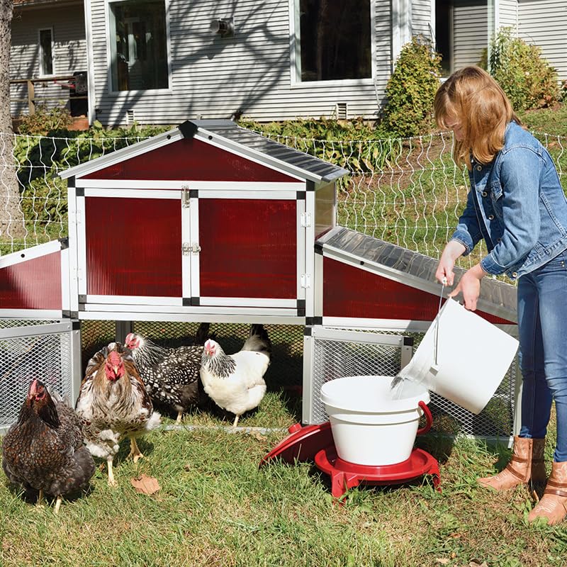 Premier 1 Quick Clean Poultry Waterer for Chickens & Poultry - 3 Gallon | Remove lid to refill. Legs elevate waterer 5" above bedding. Up to 35 adult birds. Level surface required. Not for hanging.