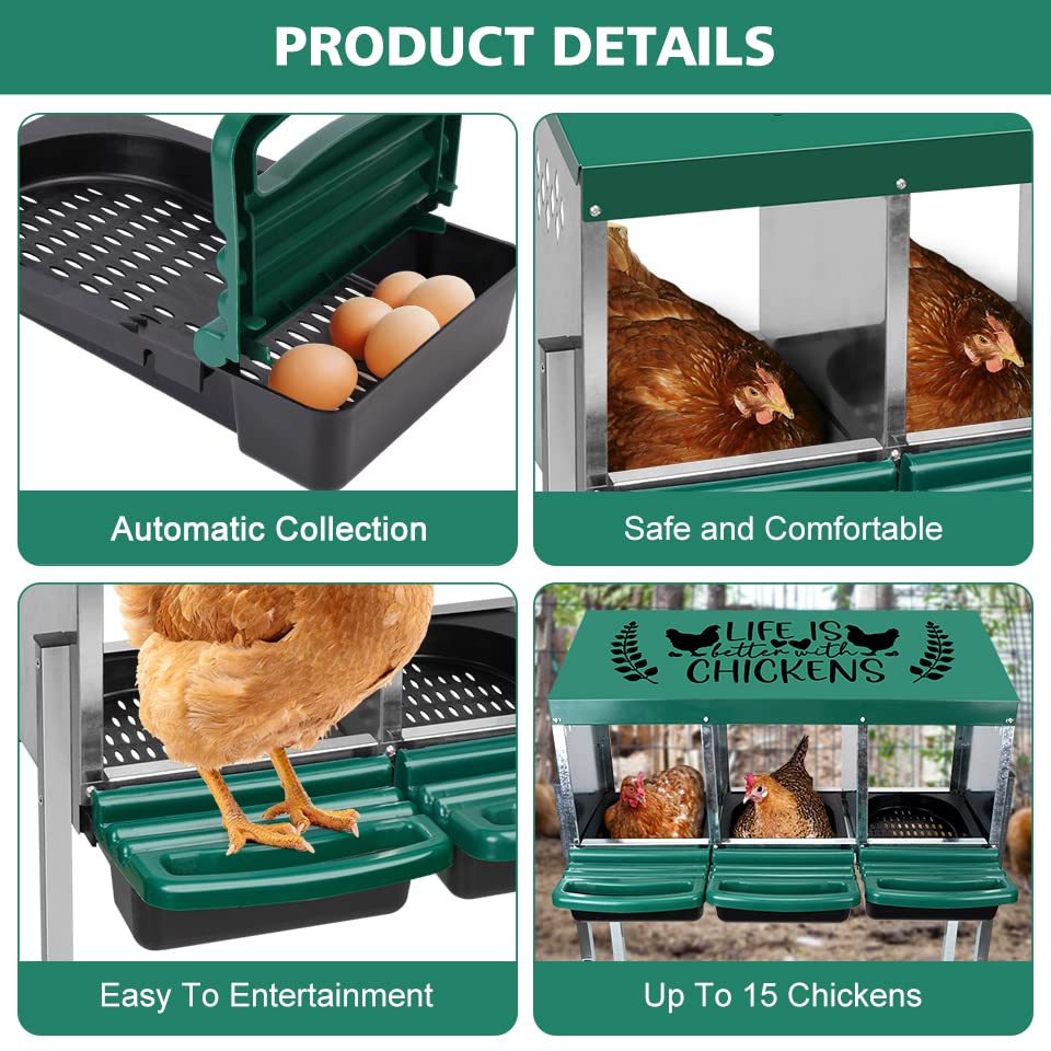 Tgeyd Nesting Boxes - 3 Holes for Laying Eggs - Chicken Brooder Box with Perch - Coops for 3 Up to 12 Chickens - size: 3Holes