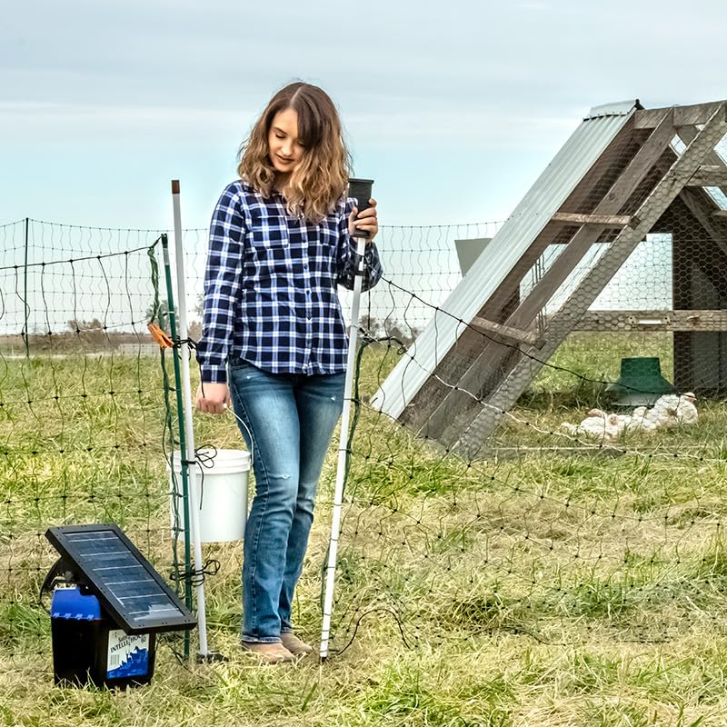 Premier 1 PoultryNet® Electric Net Gate for Chickens – 48"H x 8'L | Black/white net, drivable posts. Open without turning off the energizer. For chickens, ducks & geese. Fits PoultryNet®.