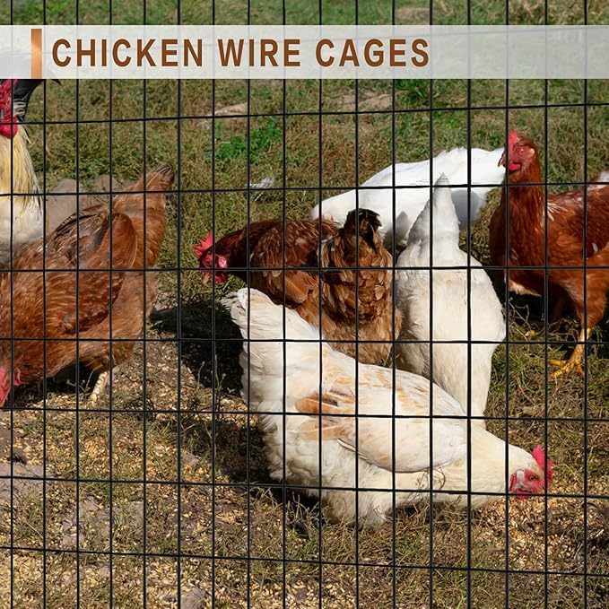 Tongmo 4 ft x 50 ft Black PVC Coated Welded Wire Fence, 16GA Garden Chicken Wire Fence Roll, Mesh Size 2" x 4" Hardware Cloth, Ideal for Yard Protection and Poultry Netting - color: Black, size: 4ft*50ft