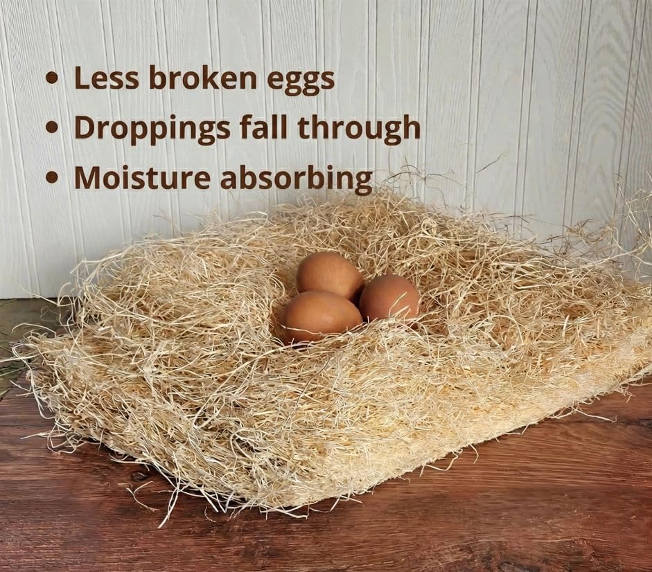 Chicken Nesting Pads for Chicken Coop Accessories - 12 Pack - USA Aspen - Professional Grade Excelsior Bedding - Easy Clean Up - Absorbs Moisture 100% Natural, Liners for Laying Hens - Fits 12x12 Box