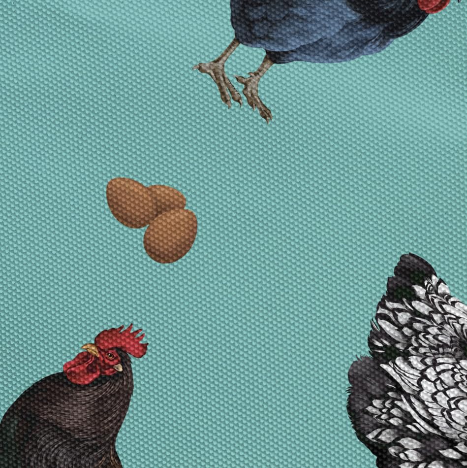WIRESTER Reusable Grocery Tote Bag for Women, Foldable Shopping Bag, Cute Shoulder Bag, Beach Bag - color: Barnyard Chicken Roosters Teal
