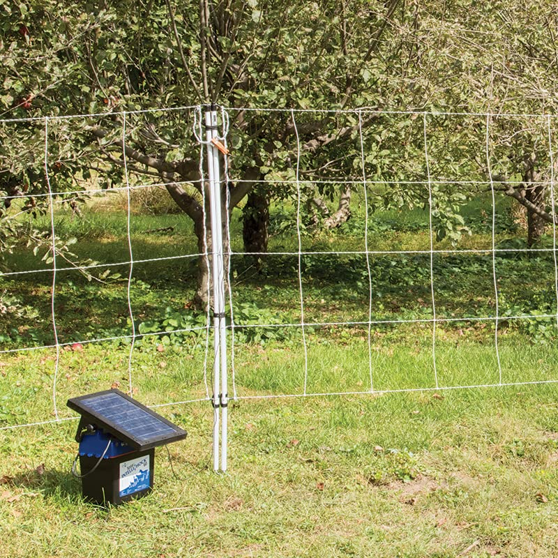 Premier 1 Deer QuikFence® Electric Fence – Deer Protection – 60"H x 100'L | White/black, double spike. Semi-permanent deer fence. Protects gardens, orchards & wind breaks. Energizer sold separately.