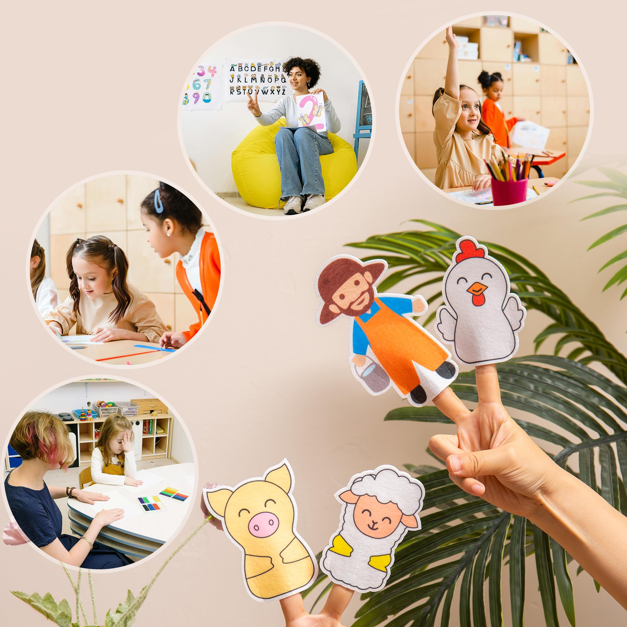 Old Macdonald Farm Finger Puppets – 7PCS Felt Farm Animal Nursery Rhyme Finger Puppets for Toddlers & Preschool Kids, Interactive Parent-Child Play, Classroom Activities, Storytelling & Bedtime Songs - style: 7PCS Farm Finger Puppet