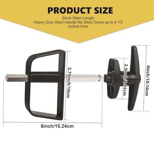 6" T-Handle Lock Kit for Shed Door Latch, Black | 5 Keys Included, 6" Stem, For Sheds, Playhouses, Chicken Coops, Camper, RV, Garage Door - size: 6.0 inch-T